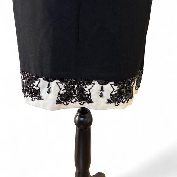 vintage y2k carole Little‎ Black Mini Beaded trim Embroidered Dress size 10. - Picture 5 of 6